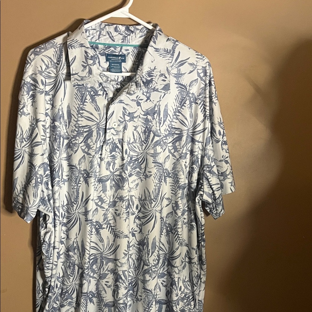 😄Golf polo no pocket leafy Hawaiian style Caribbean Joe